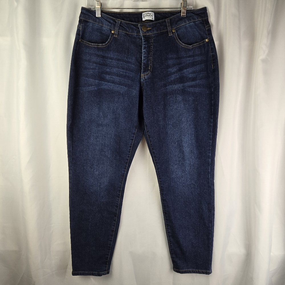 Measure & Made Curvy Ankle Blue Denim Jeans Womens Plus Size 16